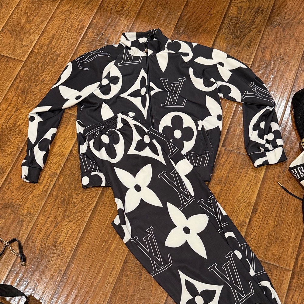 Louis Vuitton Black and White Logo Tracksuit